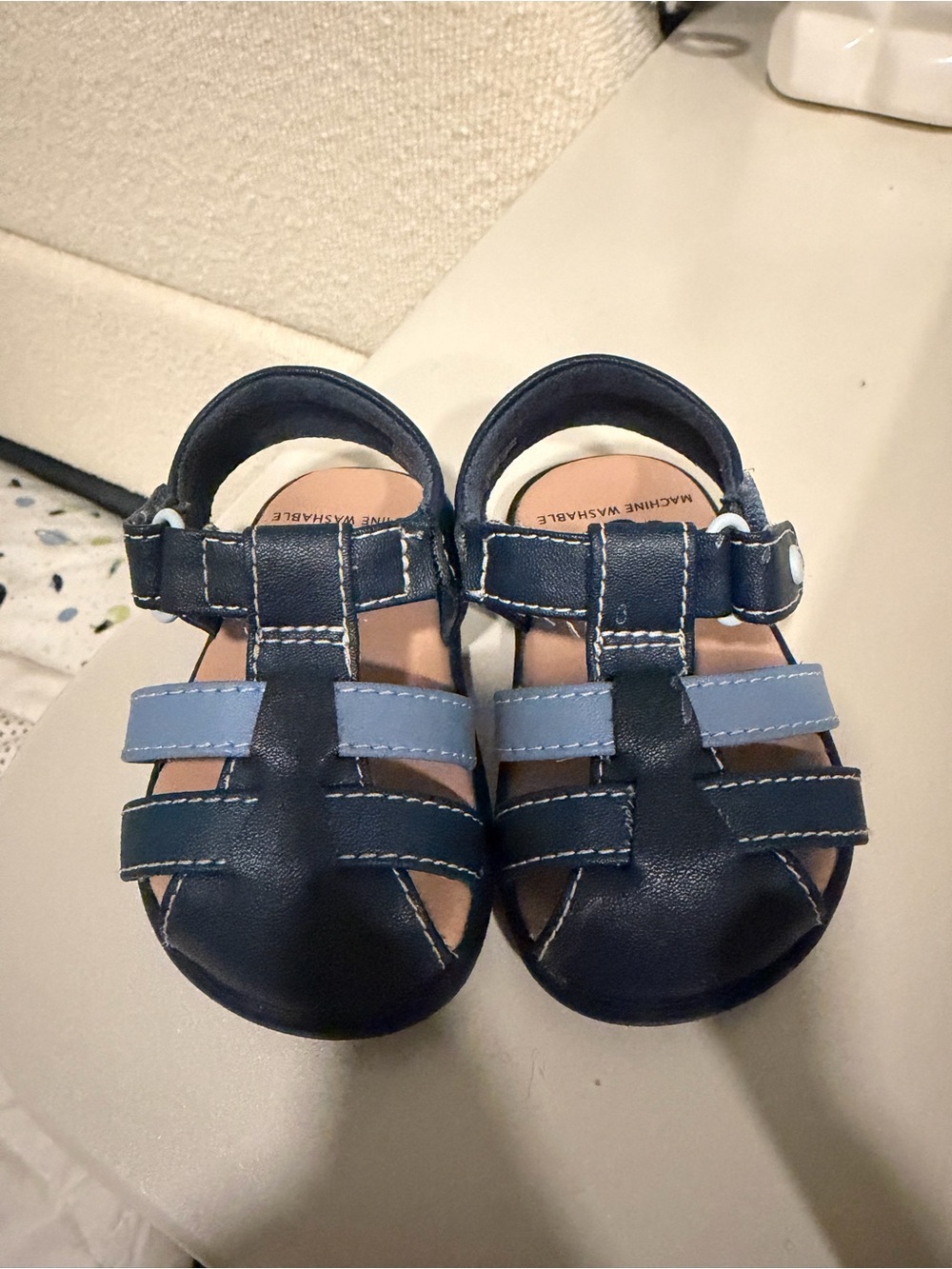 UGG Kids Navy and Light Blue Leather Sandals